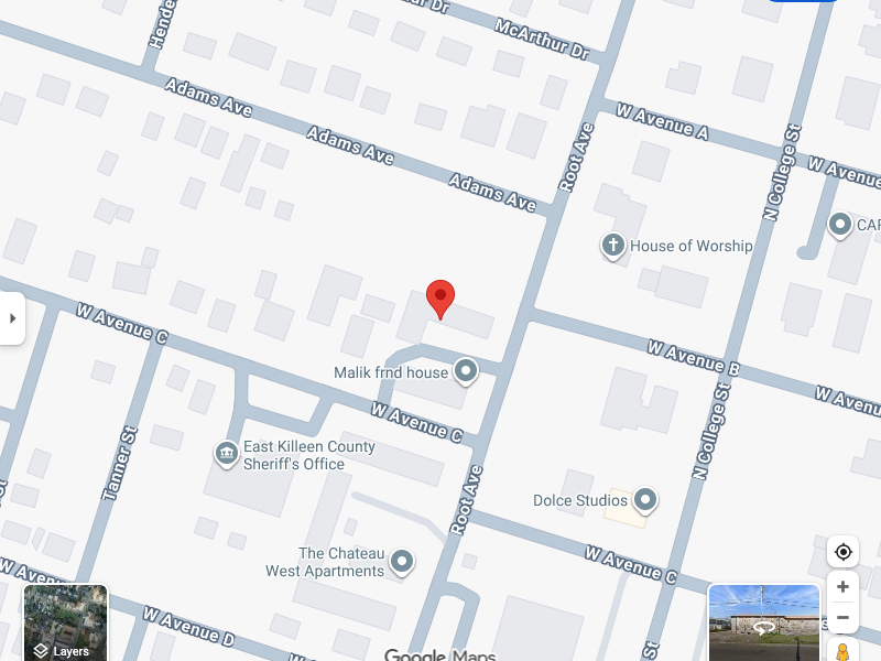 Map showing The Atrium Apartments at 405 Root Ave, Killeen TX 76541